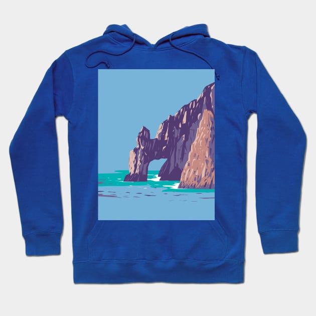 El Arco or the Arch of Cabo San Lucas in Mexico WPA Art Deco Poster Hoodie by retrovectors